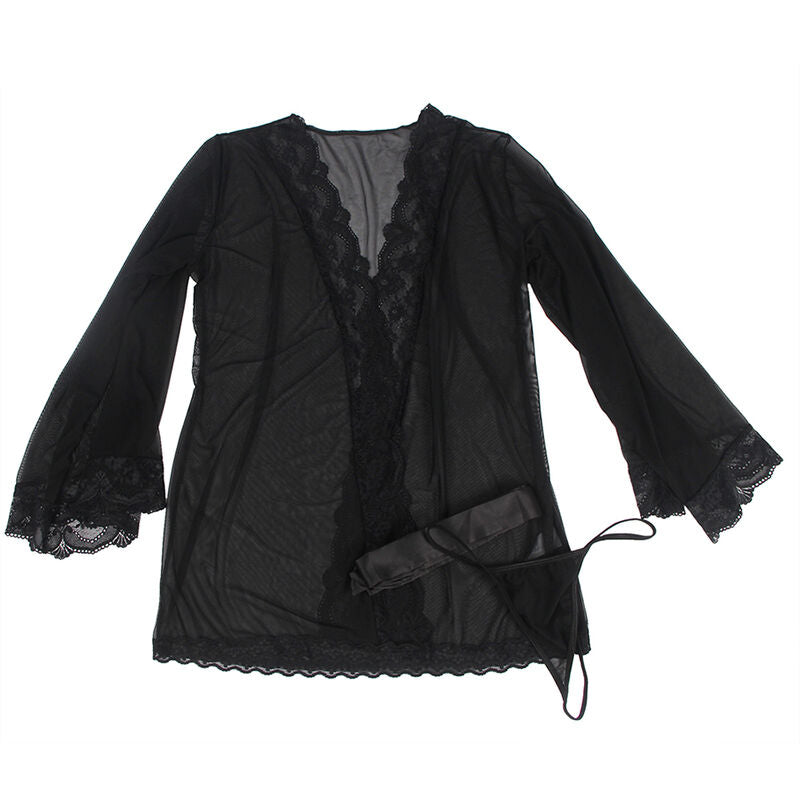 SUBBLIME - TRANSPARENTER STOFFMANTEL MIT SPITZENDETAIL SCHWARZ
